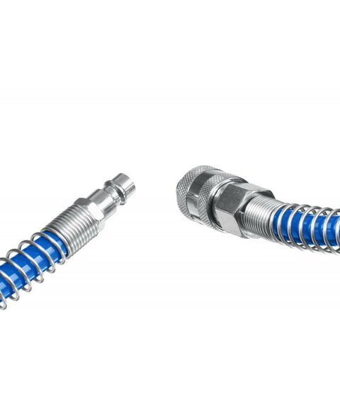 Принадлежности для пневмоинструмента: Воздушный спиральный шланг Зубр Профессионал 20 м 8х12 мм, 15 бар, с фитингами рапид [6472-20] фотографии