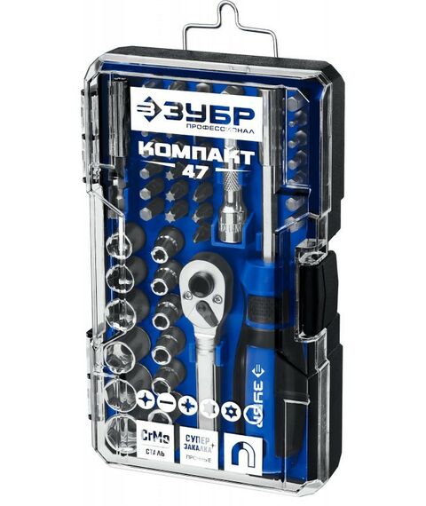Отвертки: Отвертка-битодержатель с насадками Зубр Компакт-47 47 шт [25283-H47] фотографии
