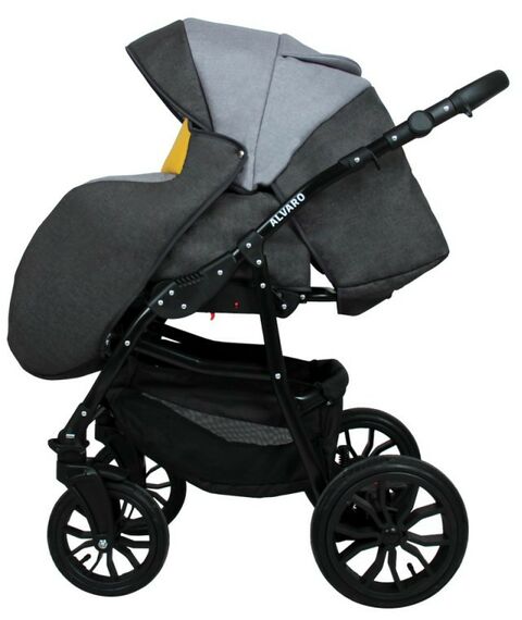 Коляски детские: Коляска 2в1 Alis ALVARO Al 02 т.серый+св.серый+желтая кожа фотографии