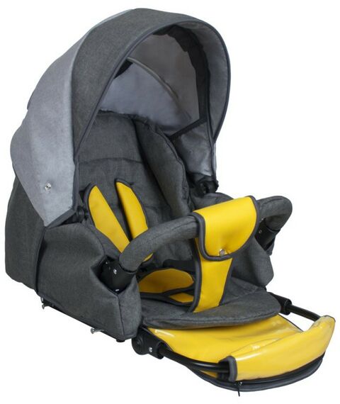 Коляски детские: Коляска 2в1 Alis ALVARO Al 02 т.серый+св.серый+желтая кожа фотографии