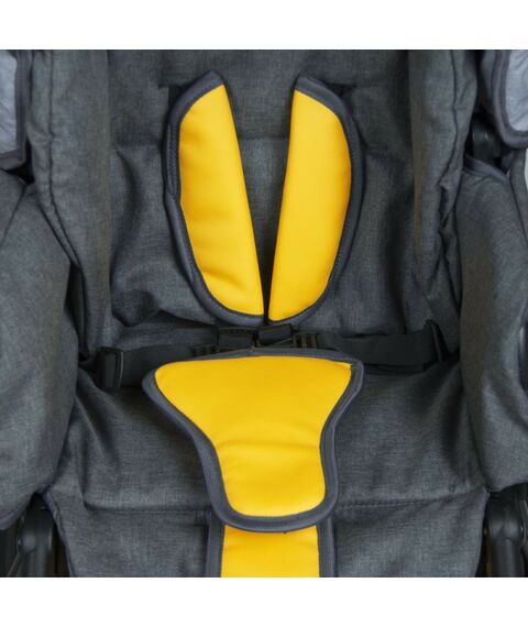 Коляски детские: Коляска 2в1 Alis ALVARO Al 02 т.серый+св.серый+желтая кожа фотографии