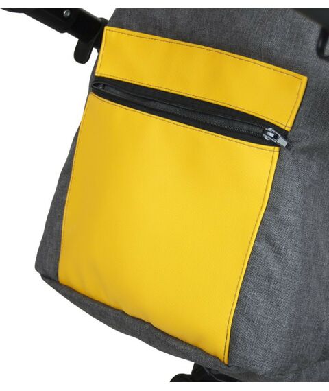 Коляски детские: Коляска 2в1 Alis ALVARO Al 02 т.серый+св.серый+желтая кожа фотографии