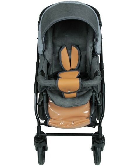 Коляски детские: Коляска 2в1 Alis ALVARO Al 05 т.серый+св.серый+рыжая кожа фотографии