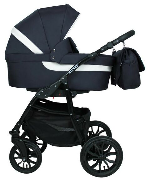 Коляски детские: Коляска 2в1 Alis ALVARO Al 07 т.синий+белая кожа фотографии