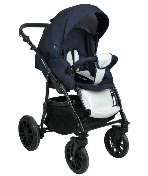 Коляски детские: Коляска 2в1 Alis ALVARO Al 07 т.синий+белая кожа фотографии