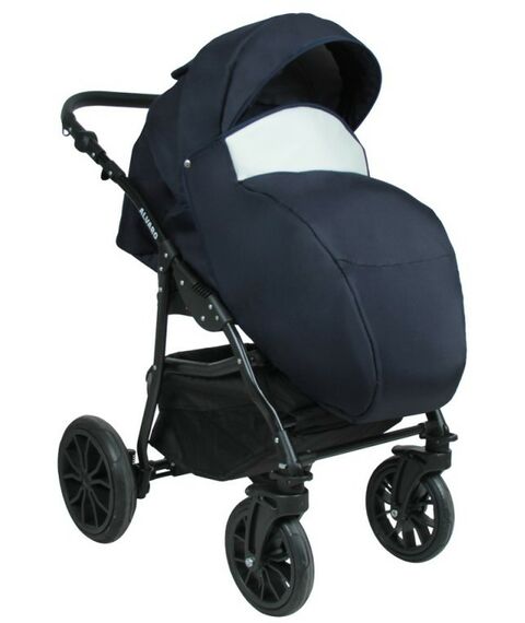 Коляски детские: Коляска 2в1 Alis ALVARO Al 07 т.синий+белая кожа фотографии