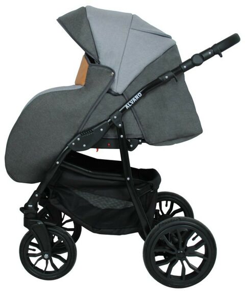 Коляски детские: Коляска 3в1 Alis ALVARO т.серый+св.серый+рыжая кожа [F Al 05] фотографии