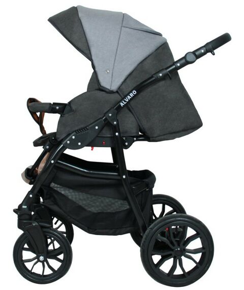 Коляски детские: Коляска 3в1 Alis ALVARO т.серый+св.серый+рыжая кожа [F Al 05] фотографии