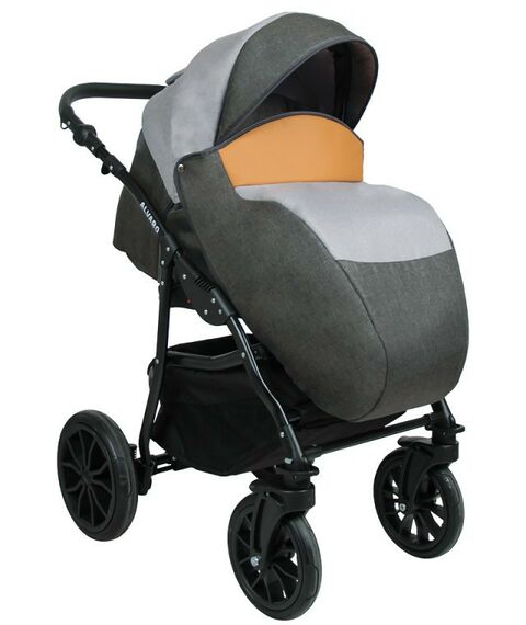 Коляски детские: Коляска 3в1 Alis ALVARO т.серый+св.серый+рыжая кожа [F Al 05] фотографии