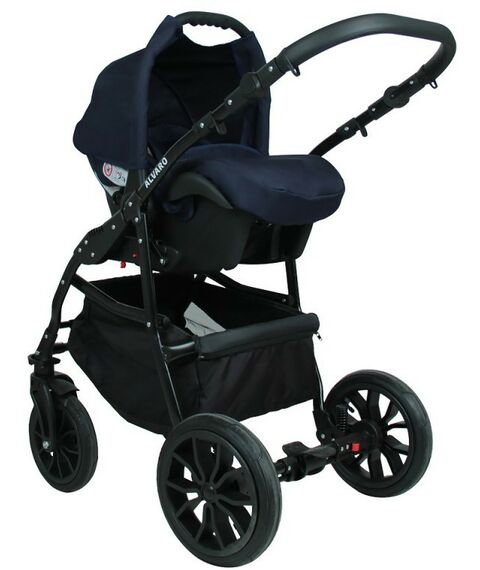 Коляски детские: Коляска 3в1 Alis ALVARO F Al 07 т.синий+белая кожа фотографии