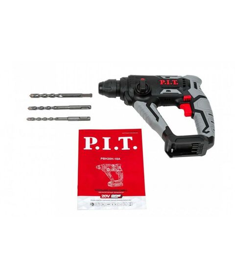 Перфораторы: Аккумуляторный перфоратор P.I.T. PBH20H-18A SOLO 20В, 1.4Дж, 2-х реж. макс.бур 18мм, sds-plus, коробка фотографии