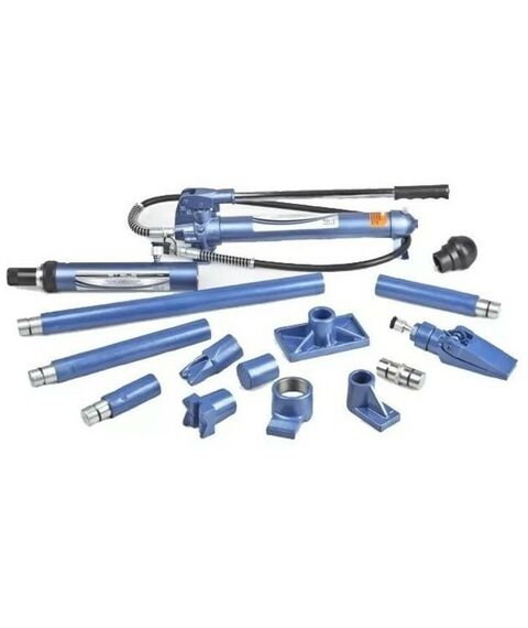 Прессы, растяжки, обратные молотки: Растяжка гидравлическая Stels 513405 10т, 16 предметов, 7 насадок, пласт. кейс фотографии