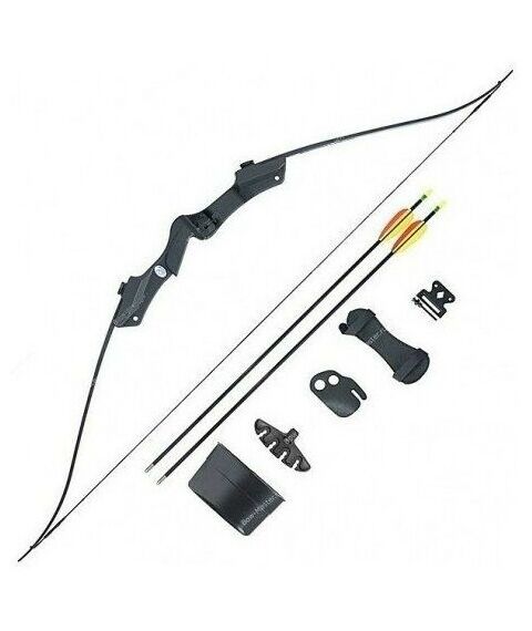 Луки и арбалеты: Лук рекурсивный  Man Kung RB007 20lbs, стрелы 2шт., кивер, крага, крепеж, черный фотографии