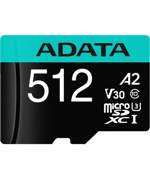 Secure Digital карты: Карта памяти micro SDXC AData Premier Pro 512Gb UHS-I U3, 100 МБ/с, Class 10, переходник SD [AUSDX512GUI3V30SA2-RA1] фотографии