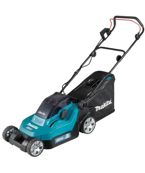 Газонокосилки: Газонокосилка аккумуляторная Makita DLM382 Li-ion 36В, B=38см, Н=20-75мм, 40л, 2х3Ач, 15кг фотографии