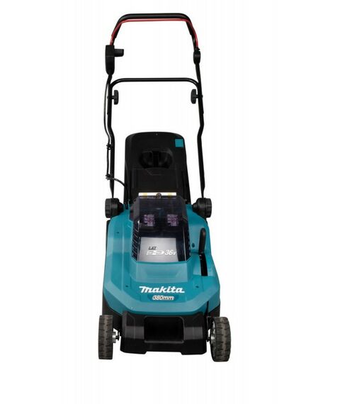 Газонокосилки: Газонокосилка аккумуляторная Makita DLM382 Li-ion 36В, B=38см, Н=20-75мм, 40л, 2х3Ач, 15кг фотографии