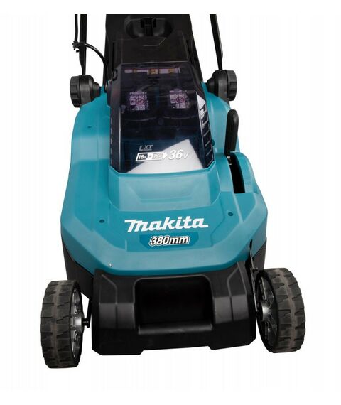Газонокосилки: Газонокосилка аккумуляторная Makita DLM382 Li-ion 36В, B=38см, Н=20-75мм, 40л, 2х3Ач, 15кг фотографии