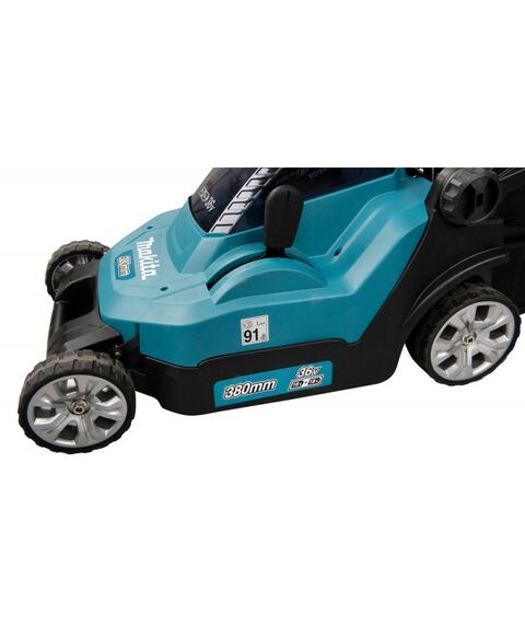 Газонокосилки: Газонокосилка аккумуляторная Makita DLM382 Li-ion 36В, B=38см, Н=20-75мм, 40л, 2х3Ач, 15кг фотографии