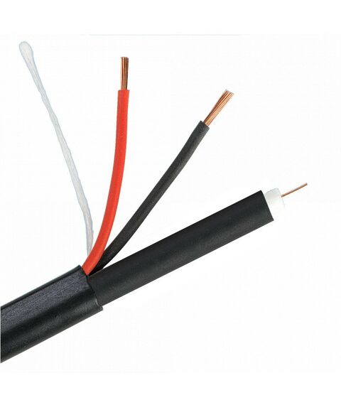 Кабель, разъемы, микрофоны: Кабель для видеонаблюдения  РК 75+2х0,5 (48) PE внешний черный 200м намотка бескаркасная фотографии