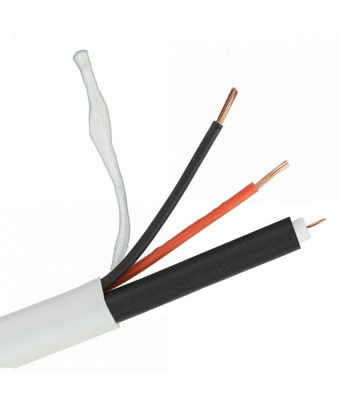 Кабель, разъемы, микрофоны: Кабель для видеонаблюдения  РК 75+2х0,75 (48) PVC внутренний белый 200м намотка бескаркасная фотографии