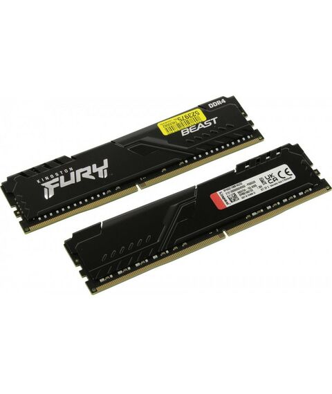 Оперативная память: Оперативная память Kingston Fury Beast 32Gb KIT 2*16Gb DDR4 DIMM <PC4-25600> CL16 [KF432C16BB1K2/32] фотографии