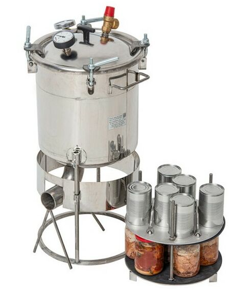 Автоклавы:  Газовый автоклав "Походный" 22 л с защитной юбкой и направляющей для горелки фотографии