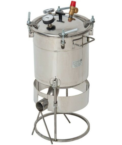 Автоклавы:  Газовый автоклав "Походный" 22 л с защитной юбкой и направляющей для горелки фотографии