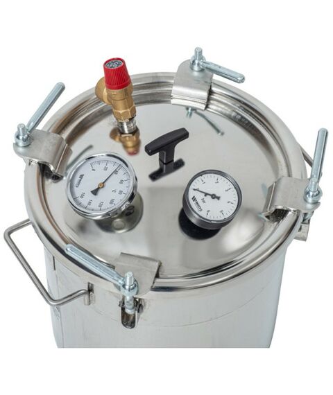 Автоклавы:  Газовый домашний автоклав "Малыш Газ Нерж" 22 л с фальшдном фотографии