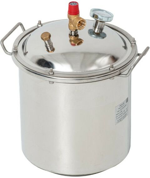 Автоклавы:  Газовый домашний автоклав "Малыш Газ Нерж У" 22 л с фальшдном, с ушком фотографии