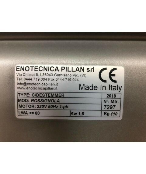 Дробилки и мялки:  Гребнеотделитель Rossignola из нержавеющей стали фотографии