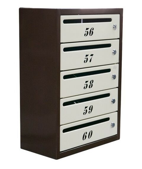 Почтовые ящики:  Почтовый ящик Комфорт 5 секций кор/беж, сквозная резка номера фотографии