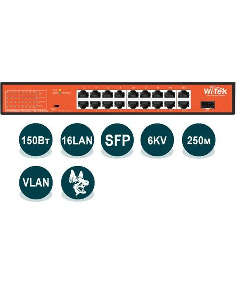 Коммутаторы, маршрутизаторы, межсетевые экраны: Неуправляемый коммутатор Wi-Tek WI-PS518GH фотографии