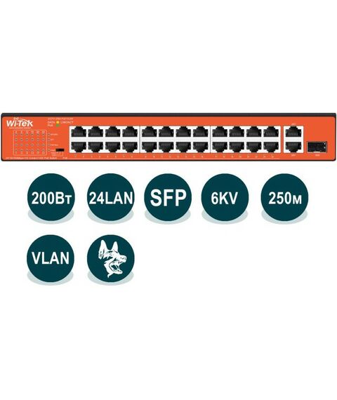 Коммутаторы, маршрутизаторы, межсетевые экраны: Неуправляемый коммутатор Wi-Tek WI-PS526GH фотографии