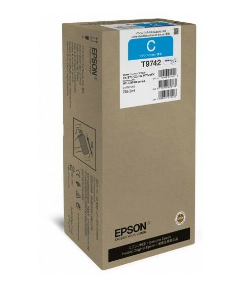 Для Epson (оригинал): Картридж для струйного принтера Epson T9742 XXL для WorkForce Pro WF-C869R Голубой [C13T974200] фотографии