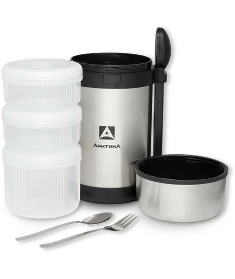 Термосы, контейнеры, бидоны, канистры: Термос Арктика 403-1500 вакуумный, с 3-мя контейнерами, 1500мл, стальной фотографии