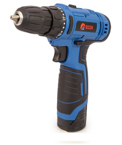 Дрели и шуруповерты: Дрель аккумуляторная EDON CF-1201 Li-Ion 12В, 23Нм, 1350об/мин, 2х2Ач, 0.95кг, кейс, набор оснастки фотографии