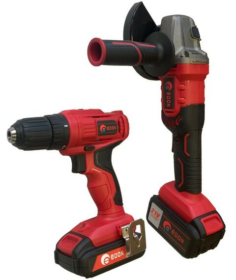 Дрели и шуруповерты: Набор аккумуляторного инструмента: дрель + УШМ EDON OAF21AD+OAF21AG 2x2Ач/3Ач, 4.1кг, кейс [1001010638] фотографии