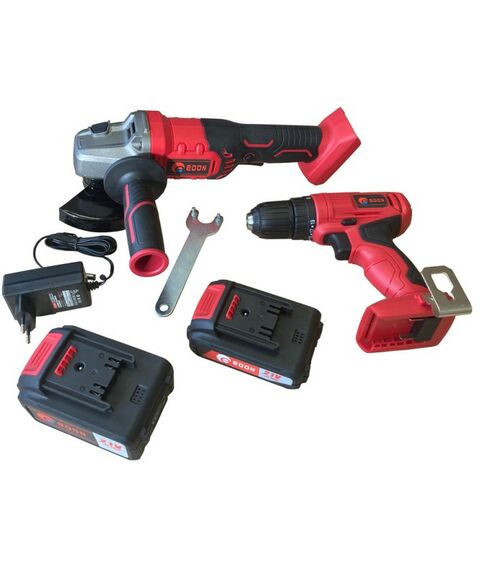 Дрели и шуруповерты: Набор аккумуляторного инструмента: дрель + УШМ EDON OAF21AD+OAF21AG 2x2Ач/3Ач, 4.1кг, кейс [1001010638] фотографии