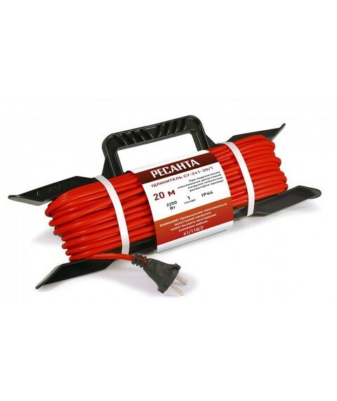 Удлинители электрические: Удлинитель силовой на раме РЕСАНТА СУ-2х1-20/1 20 м, ПВС, 2х1, 1 гнездо фотографии