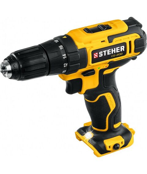 Дрели и шуруповерты: Дрель-шуруповерт STEHER CD-200 20В, без АКБ, в коробке фотографии