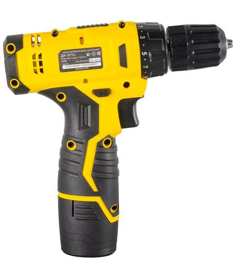 Дрели и шуруповерты: Дрель-шуруповерт аккумуляторная Eurolux ДА-12/1Li безударный, быстрозажимной, 600 об/мин, 25/13 Нм, 12В, 1,5 А*ч, 0.96 кг фотографии