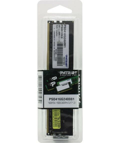 Оперативная память: Модуль памяти Patriot Signature Line 16Gb DDR4 DIMM <PC4-19200> CL17 [PSD416G240081] фотографии