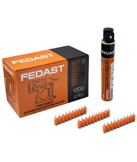 Гвозди прямого монтажа:  Гвозди 3.0*25 мм для монтажного пистолета с кованым наконечником Bullet point в комплекте с газовым баллоном 165 мм FEDAST [fd3025mgbpfc] фотографии