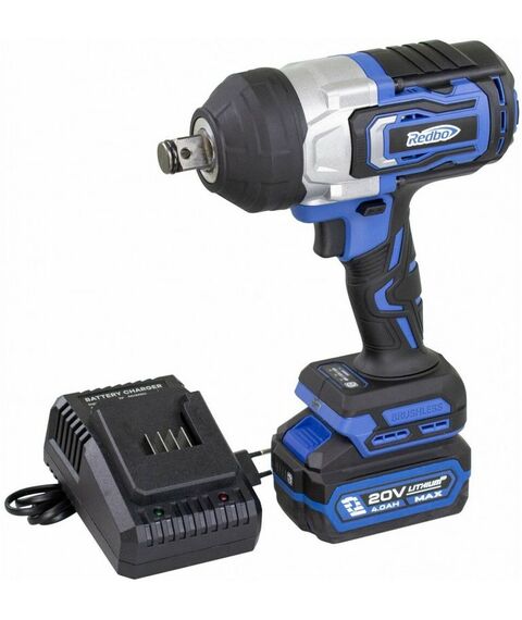 Гайковерты, отвертки: Гайковерт аккумуляторный ударный REDBO OAW-20/1000PBL Li-ion 20В, 1000Нм, 1900 об/мин, 3/4", 1х4Ач, 5кг, кейс, б/щет [202020300025] фотографии