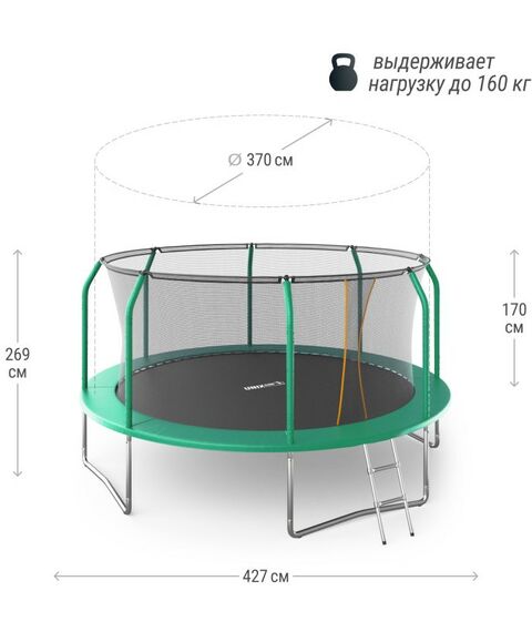 Батуты: Батут UNIX line SUPREME BASIC 14 ft (green) фотографии