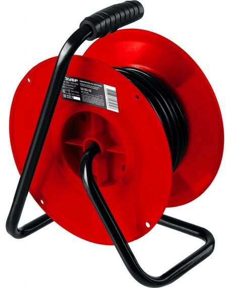 Удлинители электрические: Силовой удлинитель на катушке Зубр ПВС 215 ПВС 2х1.5 20м 3500Вт [55103-20] фотографии