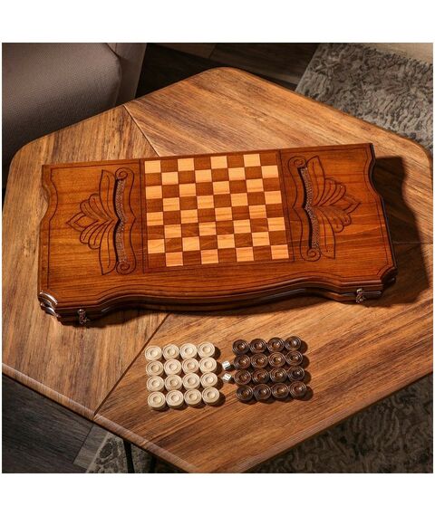 Настольные игры:  Нарды ручной работы "Орел в полете", 60х30 см, с шахматным полем, Армения фотографии