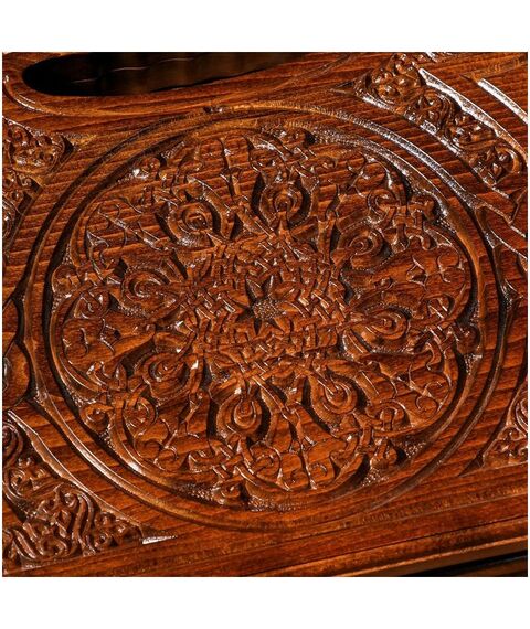 Настольные игры:  Нарды ручной работы "Узор", глубокая резка, с ручкой, 60х30 см, с шахматным полем, массив ореха, Армения фотографии