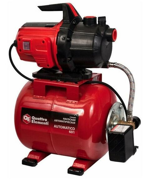 Насосы и насосные станции: Станция насосная Quattro Elementi Automatico 601 напор 35м, 46л/мин, 8м забор, 20л, 600Вт, 11кг, пластик [645-242] фотографии
