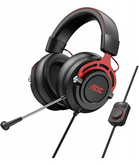 Наушники и гарнитуры: Гарнитура игровая AOC GH300 многоцветная RGB, Stereo, 7.1 Surround, USB кабель 2.0 м, чёрный+красный фотографии